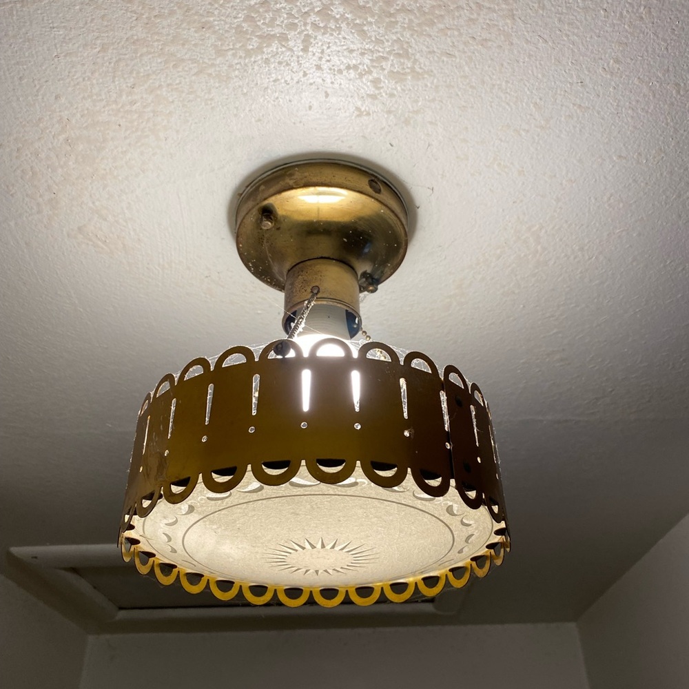 Vintage Rare Hanging Ceiling Light Beautiful brass glass chain